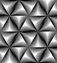 Seamless Monochrome Curved Triangle Pattern Gently Shimmering from light to dark. Visual Volume Effect. Royalty Free Stock Photo