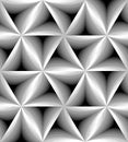 Seamless Monochrome Curved Triangle Pattern Gently Shimmering from light to dark. Visual Volume Effect. Royalty Free Stock Photo