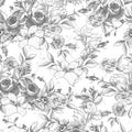 Seamless monochrome floral background with roses