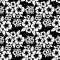 Seamless monochrome flower Pattern.