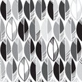 Seamless monochrome pattern with abstract leaves.