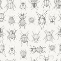 Seamless monochrome pattern with bugs