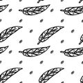 Seamless monochrome pattern of feathers-09 Royalty Free Stock Photo