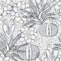 Seamless monochrome pattern with succulents.
