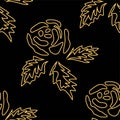 Seamless monochrome pattern with vintage roses. Background with flower silhouettes Royalty Free Stock Photo