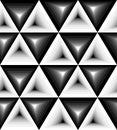 Seamless Monochrome Polygonal Pattern. Geometrical Triangle Abstract Pattern with Visual Volume Effect. Royalty Free Stock Photo