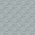 Seamless monochrome texture with diagonally arranged rows of concentric circles