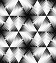 Seamless Monochrome Triangle Pattern of Expanding Waves Intersect in the Center. Optical Volume Effect Royalty Free Stock Photo