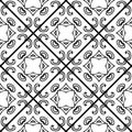 Seamless monochrome vector pattern. Black and white ceramic tile Royalty Free Stock Photo