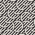 Seamless monochrome waving pattern. Abstract stripy background. Vector irregular round stripes design.