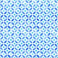 Seamless Moroccan watercolor circlular tile - navy and aqua