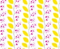 Stylized yellow and pink leaves endless pattern Royalty Free Stock Photo