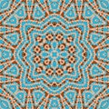 Seamless mosaic kaleidoscope pattern in blue brown Royalty Free Stock Photo