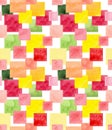 Seamless Mosaic Pattern with Watercolor Colorful Squares Royalty Free Stock Photo