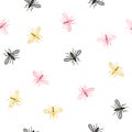 Seamless mosquito pattern. Vector background with abstract gnat