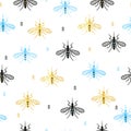 Seamless mosquito pattern. Vector background