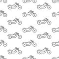 Seamless motorcycle pattern grey on white background