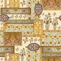 Seamless mughal with floral floral pattern on digital background