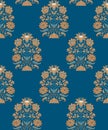 Seamless mughal flower pattern with blue background Royalty Free Stock Photo