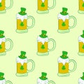 Seamless mugs with Saint Patrick's beer