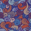 Seamless multicolor curly pattern in subdued colors Royalty Free Stock Photo