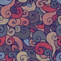 Seamless multicolor curly pattern in subdued colors Royalty Free Stock Photo