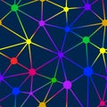 Seamless multicolor net with dots and lines. Irregular form. Royalty Free Stock Photo