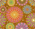 Seamless multicolor pattern with oriental mandalas. Hippie mandala pattern. Kaleidoscope elements. Fabric, wallpaper or wrap print Royalty Free Stock Photo