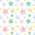 multicolored star cartoon characters on white background Royalty Free Stock Photo