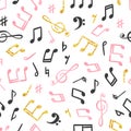 Seamless music notes pattern. Musical background Royalty Free Stock Photo