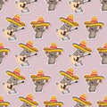 Seamless musician cat cartoon sticker pattern