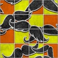 Seamless mustache orange and Yellow barber tools color vintage style design illustration.