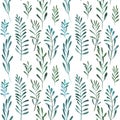 Seamless natural botanical watercolor pattern