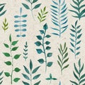 Seamless natural botanical watercolor pattern