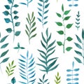 Seamless natural botanical watercolor pattern