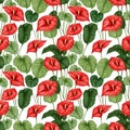 Seamless natural floral pattern with twigs and leaves