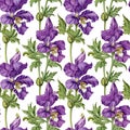 Seamless natural floral pattern with twigs and leaves