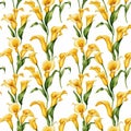 Seamless natural floral pattern with twigs and leaves