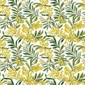 Seamless natural plant pattern with leaves