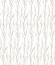 Seamless natural vector pattern with twigs and sprigs on a white background. Wooded texture in pastel colors. Fabric swatch Royalty Free Stock Photo