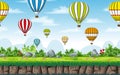 Seamless nature background with hot air balloons. Royalty Free Stock Photo