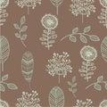 Seamless nature pattern with graphic brunch and