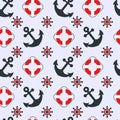 Seamless nautical pattern with anchors Royalty Free Stock Photo