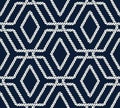 Seamless nautical rope pattern with hexagon shapes