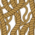 Seamless nautical rope pattern vector. Endless navy illustration with loop cord lines ornament. Navy tangled marine ropes endless