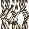 Seamless nautical rope pattern vector. Endless navy illustration with loop cord lines ornament. Navy tangled marine ropes endless