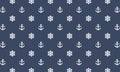 Seamless nautical sea pattern. Ship wheel and anchor. White anchor and ship wheel seamless pattern design. EPS 10