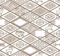 Seamless navajo pattern with rhombus. Line vector art Royalty Free Stock Photo