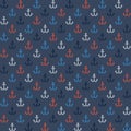 Seamless navy style pattern with colorful anchors