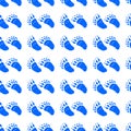 Seamless neon-colored pattern of blue bear footprints on the snow. Hand-drawn collection. Hand drawn collection. Vector